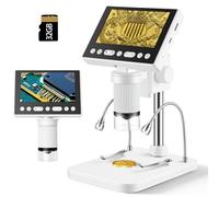 eSynic 1080P Digital Microscope, 4.5" Screen 5X-1000X Coin Microscope Soldering USB Microscope Camera Gift for Kids & Adults with 32GB SD Card| 8 LEDs & 2 Adjustable Hose Lights| PC/Mac Compatible