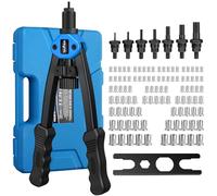 eSynic 13 Inch Rivnut Tool Kit Rivet Nut Gun Set Pop Rivet Nut Tool Set Hand Riveter Nut Gun with Rivet Nut Mandrels&110Pcs RIV Nuts Include M3 M4 M5 M6 M8 M10 M12 and Carrying Case Perfect for Work