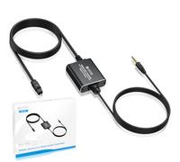 eSynic 192kHz Optical to 3.5mm Converter with Optical & 3.5mm Cable Aluminium Alloy Shell Optical to Aux Adapter with Professional Amplifier Chip for Headphone etc(Must Set the Audio Format to PCM)