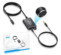 eSynic 192kHz Optical to 3.5mm Converter with Volume Control Aluminium Alloy Shell Optical to Aux Adapter Built-in Professional Amplifier Chip Suitable for HDTVs DVD Set-top Boxes Heaphone etc