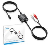 eSynic 192KHZ Optical to RCA Converter Cable Built in Optical & RCA Cable | Aluminium Alloy Shell DAC, Plug & Play, With Audio Amplifier Chip, Only for PCM, Digital to Analog for HDTV Blue-ray PS4 etc