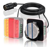 eSynic 2 Pcs Magnetic 18 LED Trailer Tail Light Kit 12V with 7 Pin Plug | IP65 Waterproof| 7.5M Long Cable| As Indicator/Brake/Integrated License Plate/Car Rear Lights for RV, Van, Truck etc