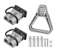 eSynic 2pcs Plug Connector for Anderson 175A 600V 1/0AWG with 4 Terminals and Dust Cap, 2 x Battery Connector for Anderson AC/DC Applications Power Supply for Car Roulette - Grey