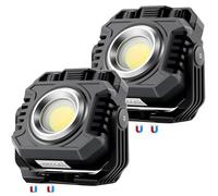 eSynic 2Pcs Portable LED Work Light USB Rechargeable 5000mah Magnetic Inspection Lamp Floodlight & Torch| 360° Rotating Stand| IP65 Rated| Stepless Dimming 2700-8000K| for Car Repair, DIY, Camping