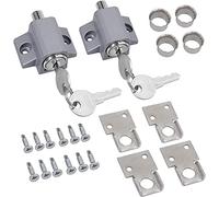 eSynic 2Pcs Sliding Patio Lock Sliding Patio Door Latches Set Security Lock Window and Patio Door Window Bolt Sliding Universal Locks-Silvery Grey