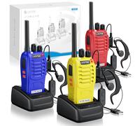 eSynic 3Pack Professional Walkie Talkies for Adults 16CH Rechargeable House Walky Talky PMR446 Two Way Radio With Earpieces& LED Light& Clip& Hand Free VOX Function, Gift for Camping Security etc