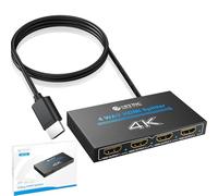 eSynic 4K@30HZ HDMI Splitter 1In 4Out Metal Shell Signal Transmission Stability 4 Way HDMI Splitter HDCP 1.4 Hdcp Bypass Splitter Supports Dolby& Other Audio Formats for Lap-top HDTV PS4 Blu-ray etc
