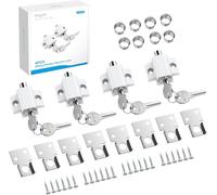 eSynic 4pack Sliding Patio Door Lock with Key Professional Zinc Alloy Patio Door Security Lock 2 Way Installation Durable Patio Door Latch Sliding Window Locks for Home Safety-White