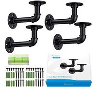 eSynic 4Pcs 1/2 inch Black Industrial Pipe Shelf Bracket for Shelves