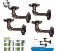 eSynic 4Pcs Pipe Shelf Brackets Tube Rack Industrial Shelf for Book Shelf Rustic Floating Shelves Plumbing Pipe Shelf for Scaffold Board (9 * 13cm)