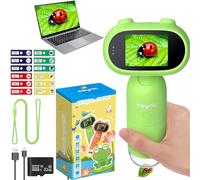 eSynic 500X-1000X Handheld Digital Microscope for Kids with 32G SD Card Rechargeable Mini Pocket Scope- 2.0" HD Screen| Camera&Video| Slides Kit, Science Edu Gift for Children Student Ages Over 6