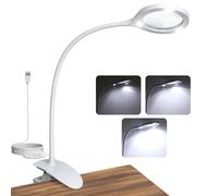 eSynic 5X 10X Desk Clamp Magnifying Glass LED Magnifier Lamp