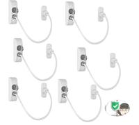 eSynic 6 Packs Window Locks Child Safety Screws&Keys for Home Office Safety | With 19CM/7.5Inch Long Wire,Easy to Fit,for Baby&Pets Safety and Ventilation on UPVC PVC Wooden Windows