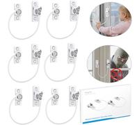 eSynic 6Pack Durable Window Locks Child Safety 185mm/7.3 Inch Wire Long Window Restrictor for UPVC Window Safety Restrictors with Key Relieable Window Security Locks for Home Office Safety etc