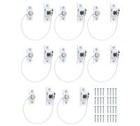 eSynic 8 Pack Child Safety Window Locks for UPVC Window Security Locks with Stain Steel Cable Keys Self Screws Cat Window Restrictor for Home Office Factory Farm Safety etc