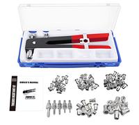 eSynic 86Pcs Heavy Duty Hand Riveter Kit Rivet Nut Gun，Threaded Rivet Nut Kit Set Nut Rivet Tool，Rivet Nutsert Gun，Hand Riveter Rivet Nut Gun，with Interchangeable Mandrel Metric M3 M4 M5 M6 M8