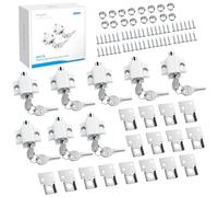 eSynic 8pack Sliding Patio Door Security Lock Professional Zinc Alloy Patio Door Lock with Key Durable Lockable Patio Door Latch 2 Way Installation Sliding Window Locks for Home Safety-White