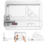 eSynic A4 Drawing Board Set with Adjustable Measuring System | Include Protractor, Paper Locator, Sliding Ruler,A4 Multifunction Drafting Table for Engineers, Designers, and Students