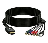 eSynic Component to HDMI Converter YPbPr to HDMI 1080P Cable Built-in YPbPr & HDMI Plug Female Component to HDMI Adapter Support LPCM Audio for TV, PS2, Wii, DVD Player(NOT for RGB)