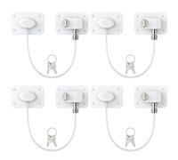 eSynic Cupboard Locks with Key 4 Pack No Drilling Removable Fridge Locks for Children & Adults Strong Adhesive Baby Proof Alloy Zinc Cabinet Locks for Drawer Fridge Freezer Cupboard