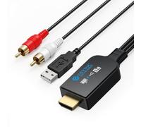 eSynic eARC ARC Audio Extractor Cable Support CEC Built in HDMI/RCA Cable | 192khz ARC HDMI to RCA Audio Extractor, Set the Format as PCM, Plug&Play, for HDTV to Speaker, Amplifier, Not for Dolby, DTS