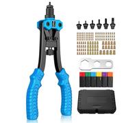 eSynic Hand Rivet Nut Tool Kit 12 Inch Heavy Duty RIV Nut Gun Set Nut Riveter with 125Pcs Threaded Rivnuts M3 M4 M5 M6 M8 M10,6 Interchangeable Mandrel,Carrying Case for Auto Repair,Metal Work etc