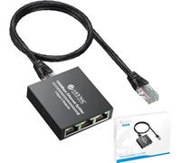 eSynic High Speed Ethernet Splitter 1 to 3 Portable USB C Rj45 Network Splitter Switch with 1 Ethernet Cable 3 Way Metal Internet Cable Splitter for Cat8, 7, 6, 5 For ADSL, Hubs, TV, Routers, Latop