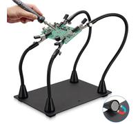 eSynic Magnetic Helping Hands Soldering Aid Third Hand Soldering Tool Kit PCB Holder with 4Pcs Gooseneck Arm(15cm & 31cm)| 20cmx14cm Metal Solder Stand| 4Pcs Adjustable Clip for Welding,Repair,Crafts