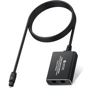 eSynic Portable 1 in 2 Out Audio Splitter - 2 Way SPDIF Toslink Optical Splitter with 1m/3ft Aluminum Alloy Optical Cable - Supports PCM2.0/DTS/Dolby-AC3 for Soundbar, HDTV etc