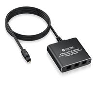 eSynic Portable 1 in 3 Out Audio Splitter - 3 Way SPDIF Toslink Optical Splitter with 1m/3ft Aluminum Alloy Optical Input Cable - Supports PCM2.0/DTS/Dolby-AC3 for Soundbar, HDTV etc
