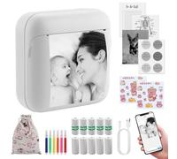 eSynic Portable Mini Phone Printer with 10 Rolls Of Thermal Paper Bluetooth Thermal Printer with Watercolor & Storage Bag for Android IOS Kid Sticker Machine for Photos, Journals, Study Notes, Travel