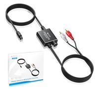 eSynic Portable Optical to RCA Converter with Volume Control 192KHZ Digital to Analog Audio Converter 7ft/2.1m Optical to Analog Audio DAC Converter Support PCM Audio Output for HDTV Blue-ray PS4 etc