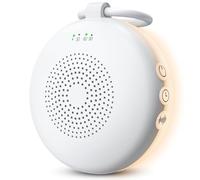 eSynic Portable White Noise Machine Baby Rechargeable Mini Sound Machine for Adults Sleep Travel with Adjustable Night Light| 110g Lightweight| Wireless Phone Connect| 3-Timer| Detachable Hanging Loop