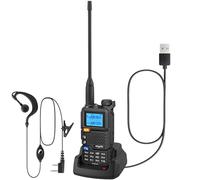 eSynic Professional 1PACK UV 5R Plus Walkie Talkie Support NOAA Weather Rechargeable 5KM Long Range 2 Way Radio With LCD Screen Dual Band VHF UHF as FM Radio for Indoor & Outdoor