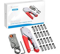 eSynic Professional Coax Crimping Tool F Type Connector Compression Tool Set Coax Cable Crimper Tool Kit for RG6 with 20Pcs RG6 Coaxial Cable Connectors and a Adjustable Rotary Coaxial Cable Cutter