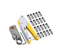 eSynic Professional Coax Crimping Tool F Type Connector Compression Tool Set Coax Cable Crimper Tool Kit for RG59 RG6 with 20Pcs RG6 Coaxial Cable Connectors&Adjustable Coaxial Cable Cutter- Yellow
