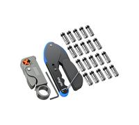 eSynic Professional Coax Crimping Tool F Type Connector Compression Tool Set Coax Cable Crimper Tool Kit for RG59 RG6 with 20Pcs RG6 Coaxial Cable Connectors&Adjustable Coaxial Cable Cutter (Black)