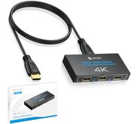 eSynic Professional HDMI Splitter 4K@30HZ 1In 3Out Metal Shell 3 Way HDMI Splitter HDCP 1.4 Hdcp Bypass Splitter Stable Signal Transmission Supports Dolby PCM for Lap-top HDTV PS4 Blu-ray etc