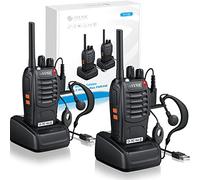 eSynic Professional Walkie Talkies Rechargeable Walkie Talkies for Adults Clear Calls Long Range Walkie Talkie VOX 2 Way Radio Kids Gifts 16CH WalkyTalky With Earpiece for In&Outdoor etc (2 Pack)