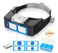 eSynic Rechargeable 1.5X-3.5X Headband Magnifier with LED Light Head Magnifying Glasses for Close Work Reading Stitching Crafts