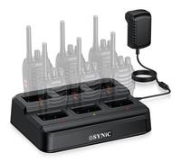 eSynic Six-Way Charger for Walkie Talkie 6 Way walkie talkie Charger Dock with Short Circuit Protection for 6 Walkie Talkies or 6 Batteries for Baofeng 888S 88E, eSynic PMR446, Retevis H777 ect