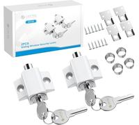 eSynic Sliding Patio Door Lock 2Pcs Professional Patio Door Security Lock Durable French Patio Door Lock White Sliding Window Locks Set Perfect for Home Safety