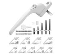 eSynic Universal UPVC Window Handles 10Pack with 5 Multi-Size Spindles & Cuttable Screws 360° Rotation Lockable PVC Window Handle with Key White Aluminum Ergonomic Espag Replacement Handle