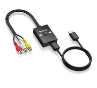 eSynic Upgrade 1080P RCA to HDMI Converter with Aspect Switch 4:3/16:9 Retro Gaming CVBS AV to hdmi Adapter for PS2/1/Wii//N64/Xbox, NTSC/PAL Support, Built-in RCA Female to Male USB Cable