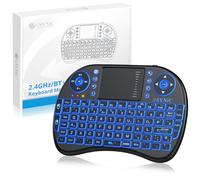 eSynic Upgraded Backlit Keyboard Wireless Bluetooth 2.4GHz Keyboard Touchable Portable with Touchpad Mouse and Built-in Rechargeable Battery For Google Smart TV Android Box Windows Laptop