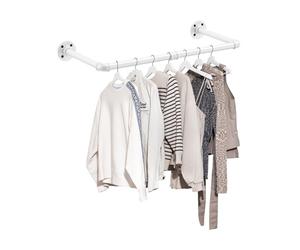 eSynic Wall Mounted Clothes Rail Popular 60cm Industrial White Clothes Rails Copper Clothing Rack Wall Mounted Durable Industrial Pipe Clothes Hanging Rails for Clothes in Bedroom Laundry Room Closet