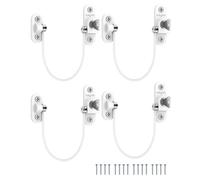 eSynic Window Safety Restrictors 4 Pack Limiting Opened Distance and Ventilation Window Opening Restrictor with Keys Self Screws Child Window Lock for PVC, Wood, or Aluminum Window - White