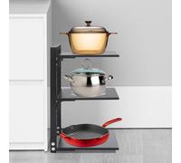 Esyogen Pot Rack Organizer 3 Tier Removable Pot and Pan Stand Rack Max.20kg Pot Lid Holder Pan Lid Organizer Standing Storage, 27x23x43 cm, Black