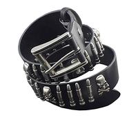 ESYTCH punkman2000 Cool Mens Bullet Skull Stud Punk Rock Biker Real Leather Belt Waistband