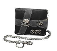 ESYTCH Skull Punk Biker Casual Hasp Wallet Purse With Chain For Men Or Boy, Gray